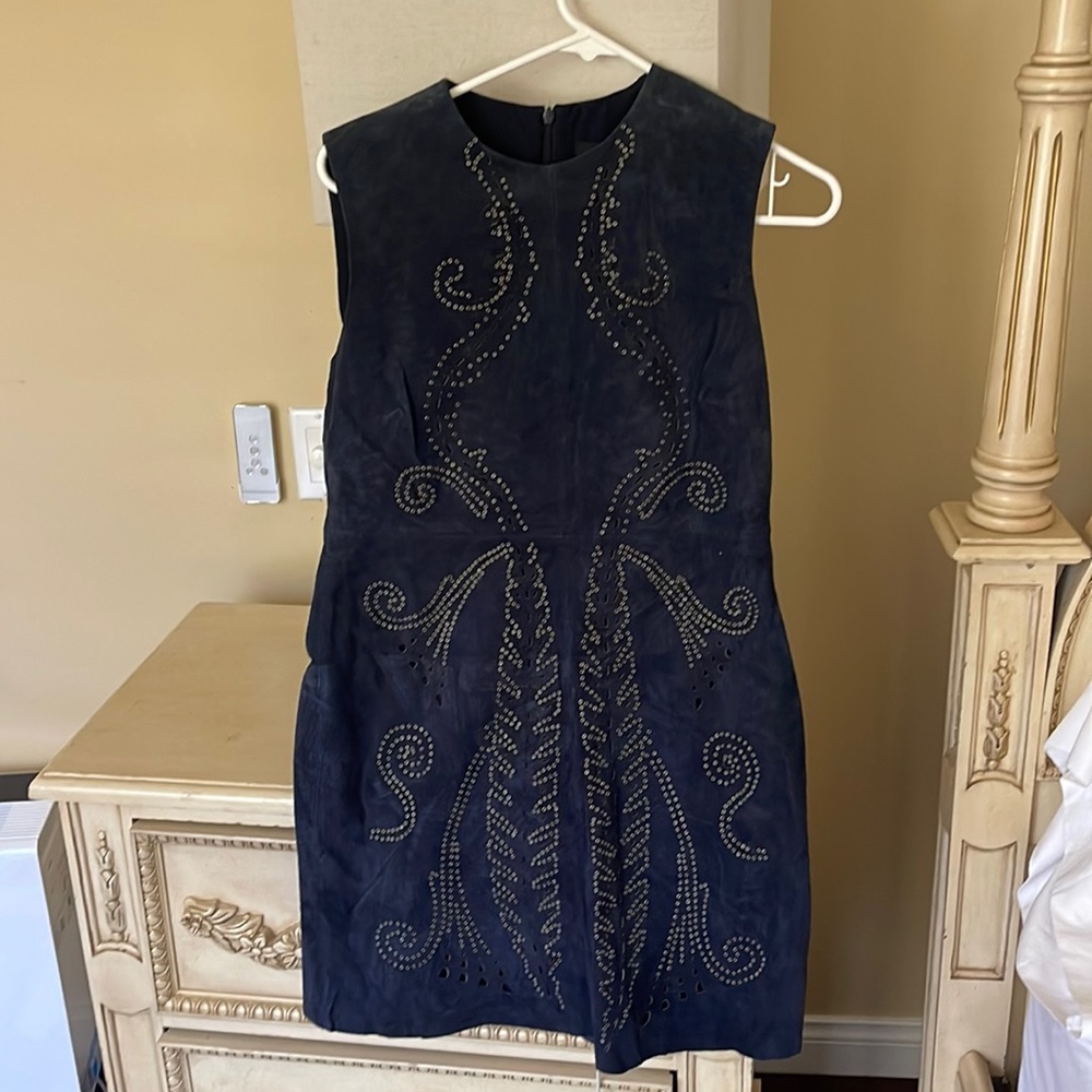 Zara navy leather/suede dress